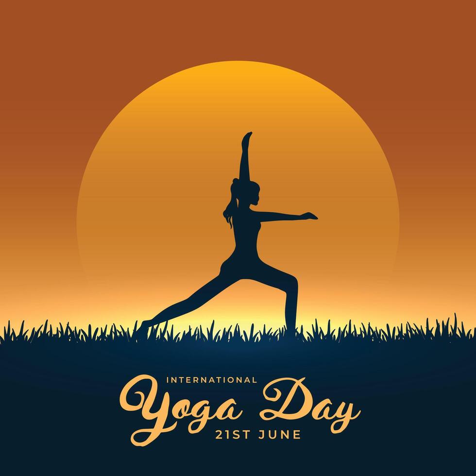 girl doing yoga on grass poster design vector