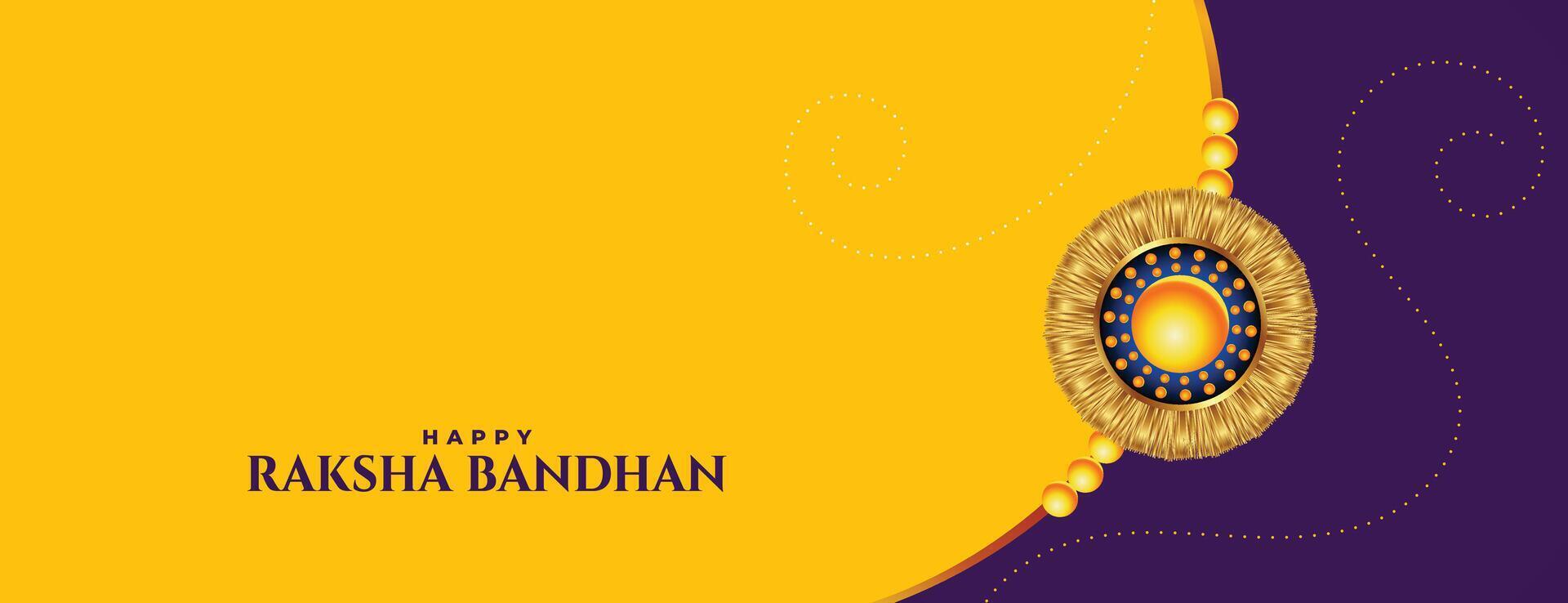 raksha bandhan yellow banner with rakhi design vector
