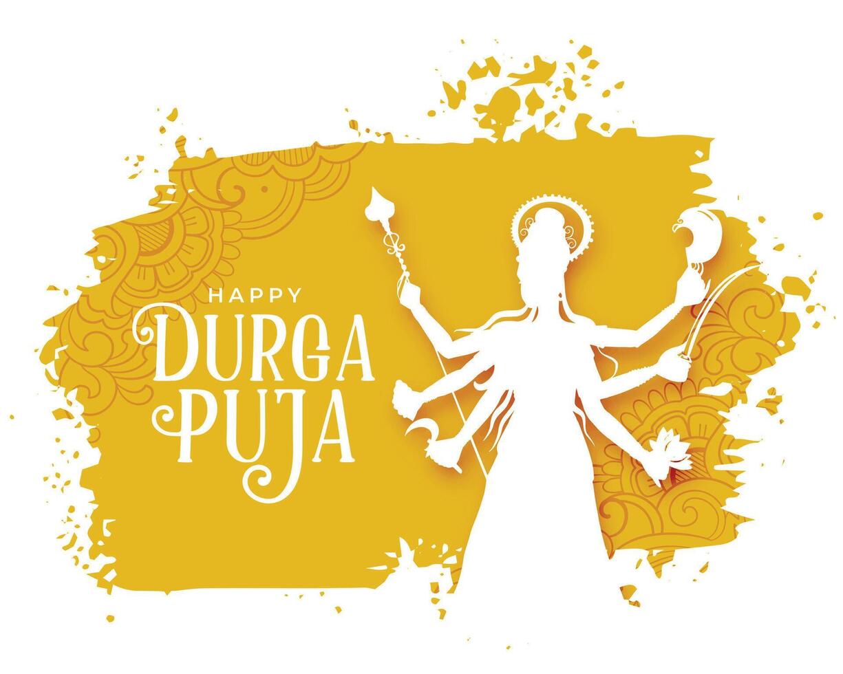 elegante Durga puja festival deseos tarjeta en acuarela diseño vector