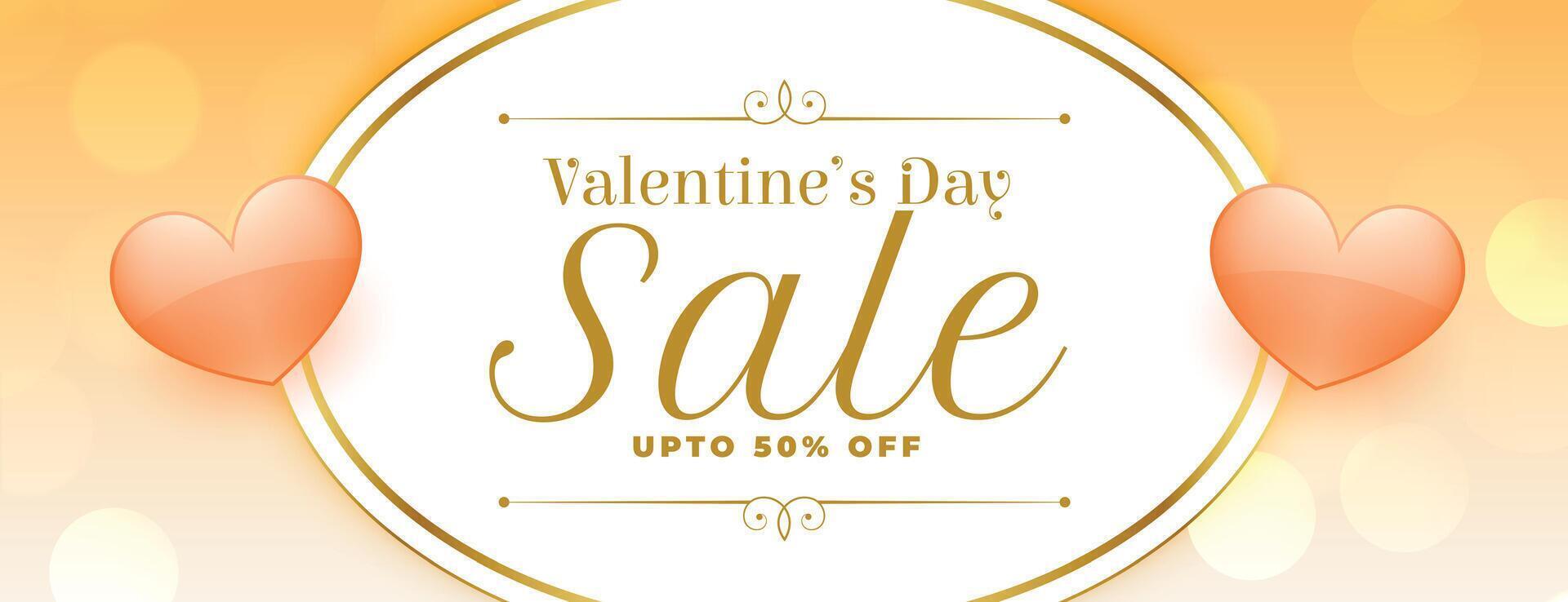 valentines day sale banner with two hearts vector