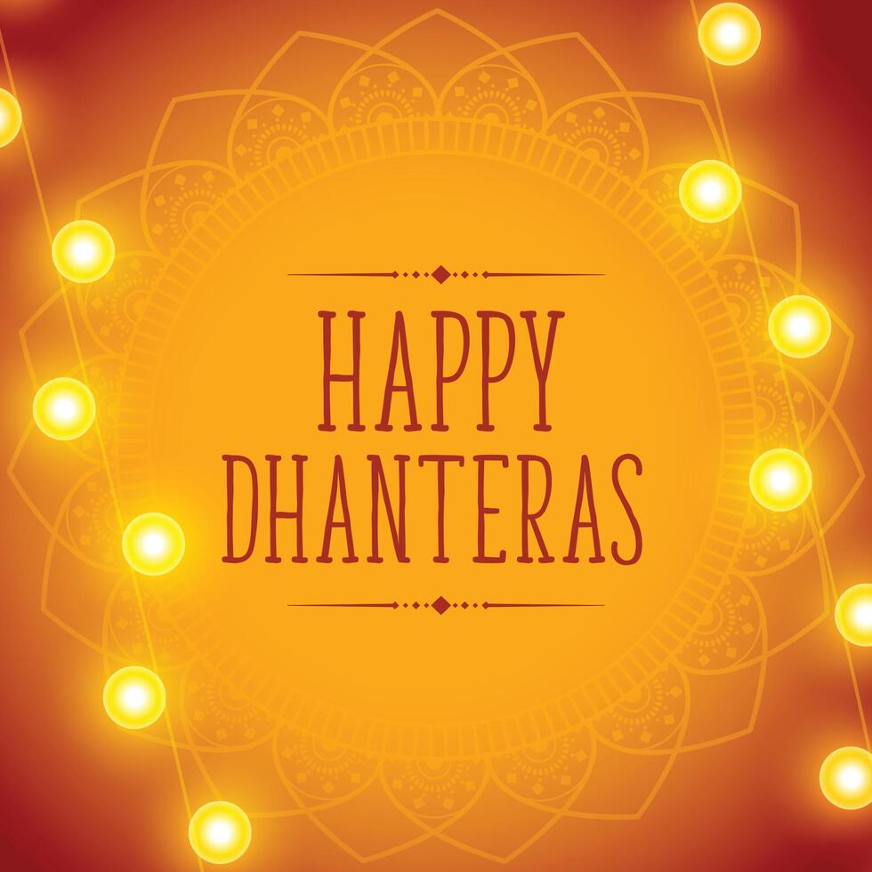 traditional happy dhanteras religious bright decoration lights background vector