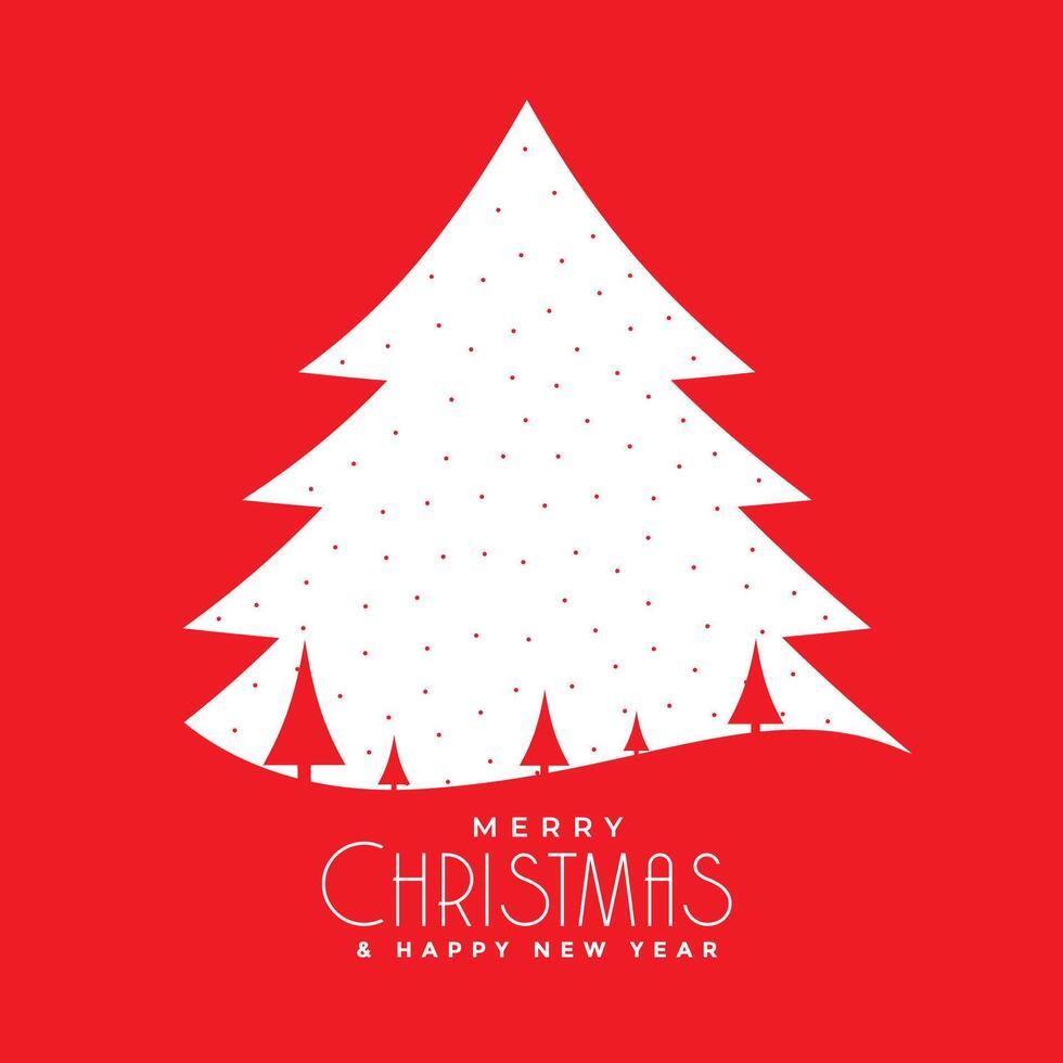 flat merry christmas red greeting card design vector