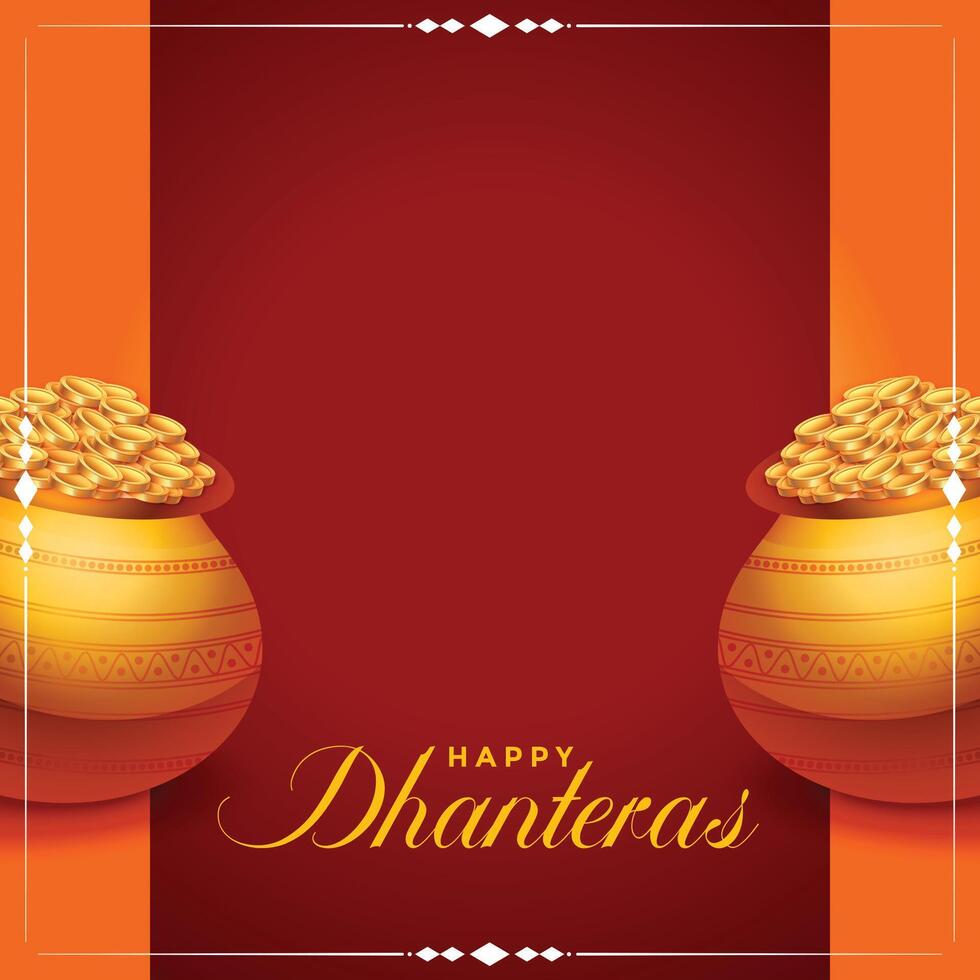 contento Dhanteras antecedentes con dorado monedas maceta vector