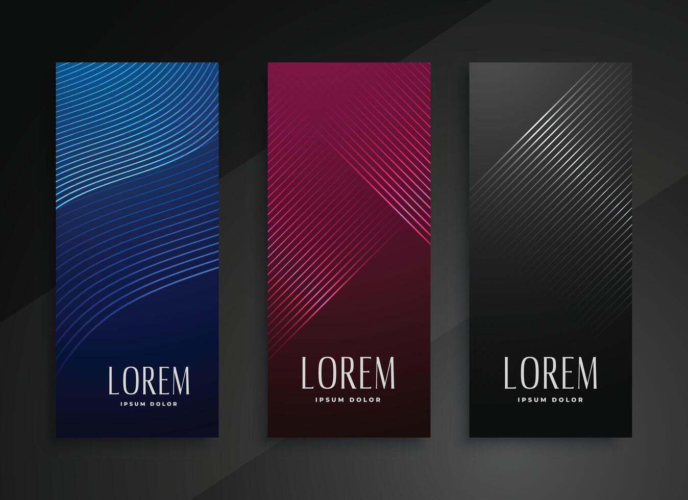 shiny line style vertical banners set design vector