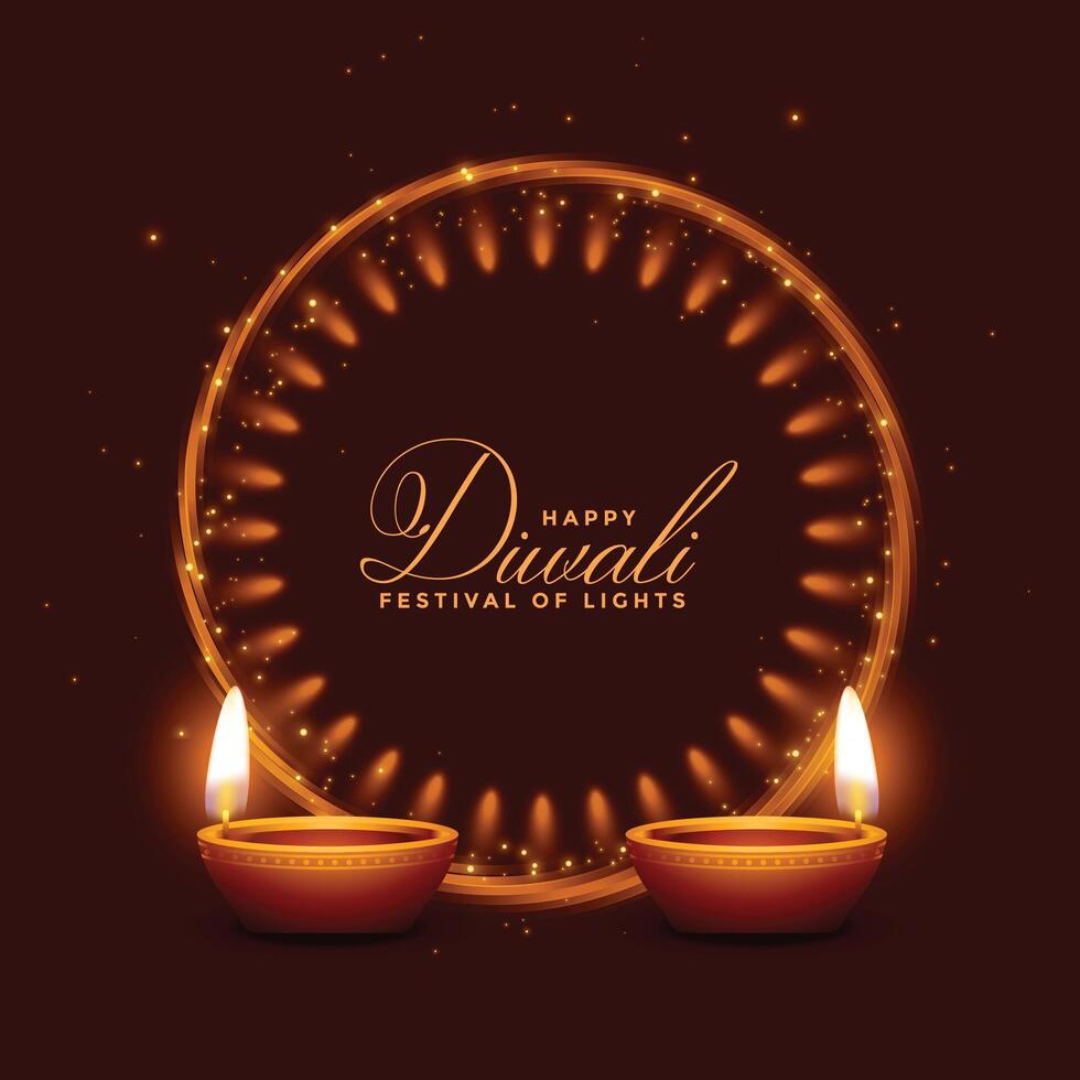 happy diwali shiny festival of lights background design vector