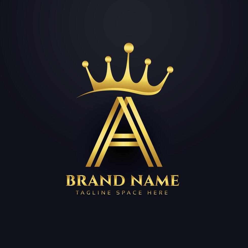 letter A crown golden logo concept design vector