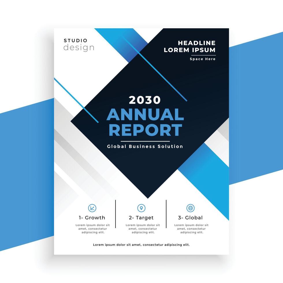 abstract blue annual report busienss brochure design template vector