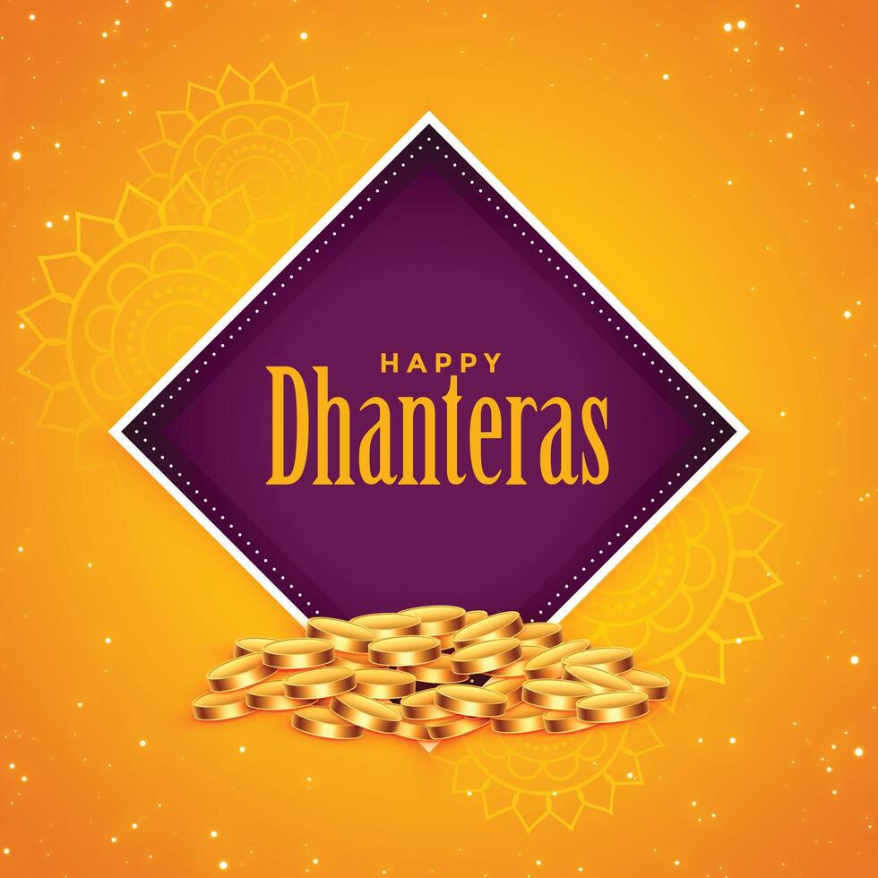 contento Dhanteras dorado monedas festival antecedentes diseño vector