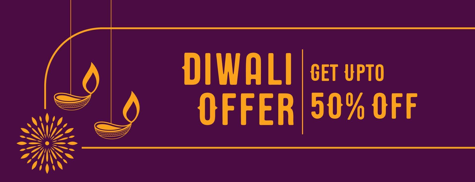 contento diwali oferta y cupón saludo bandera vector