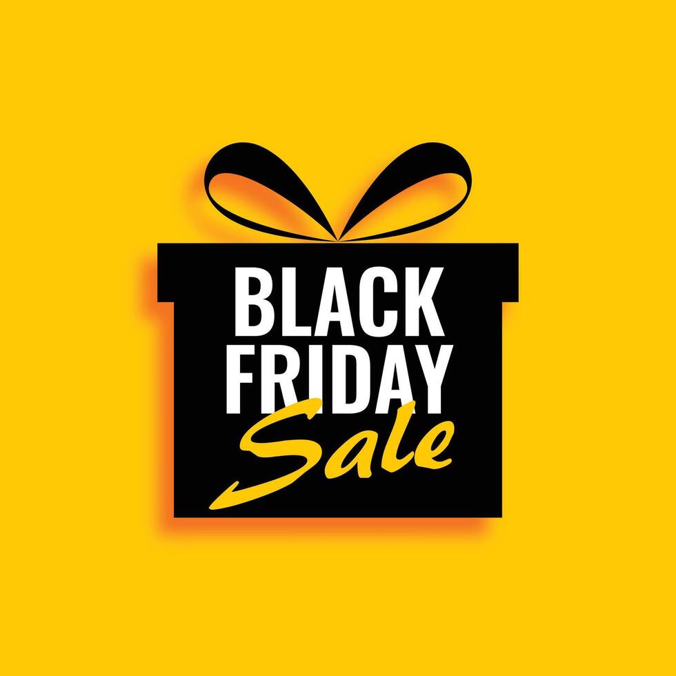 black friday sale gift on yellow background vector