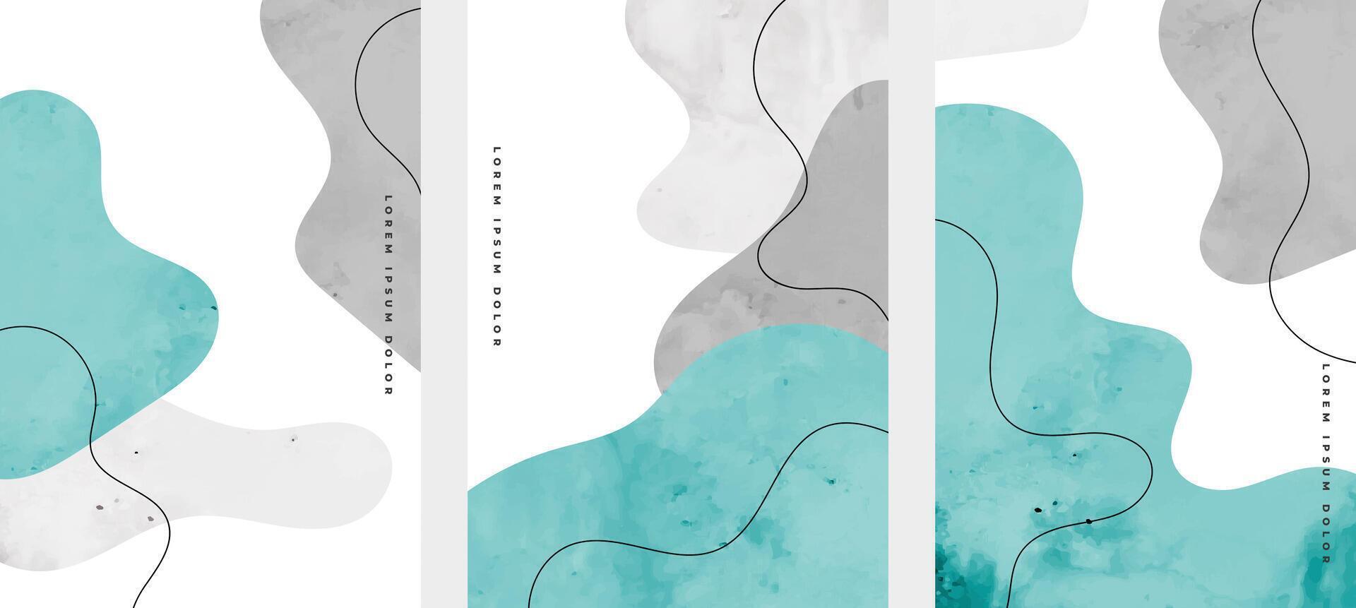 conjunto de diseño de portadas abstractas pintadas a mano vector