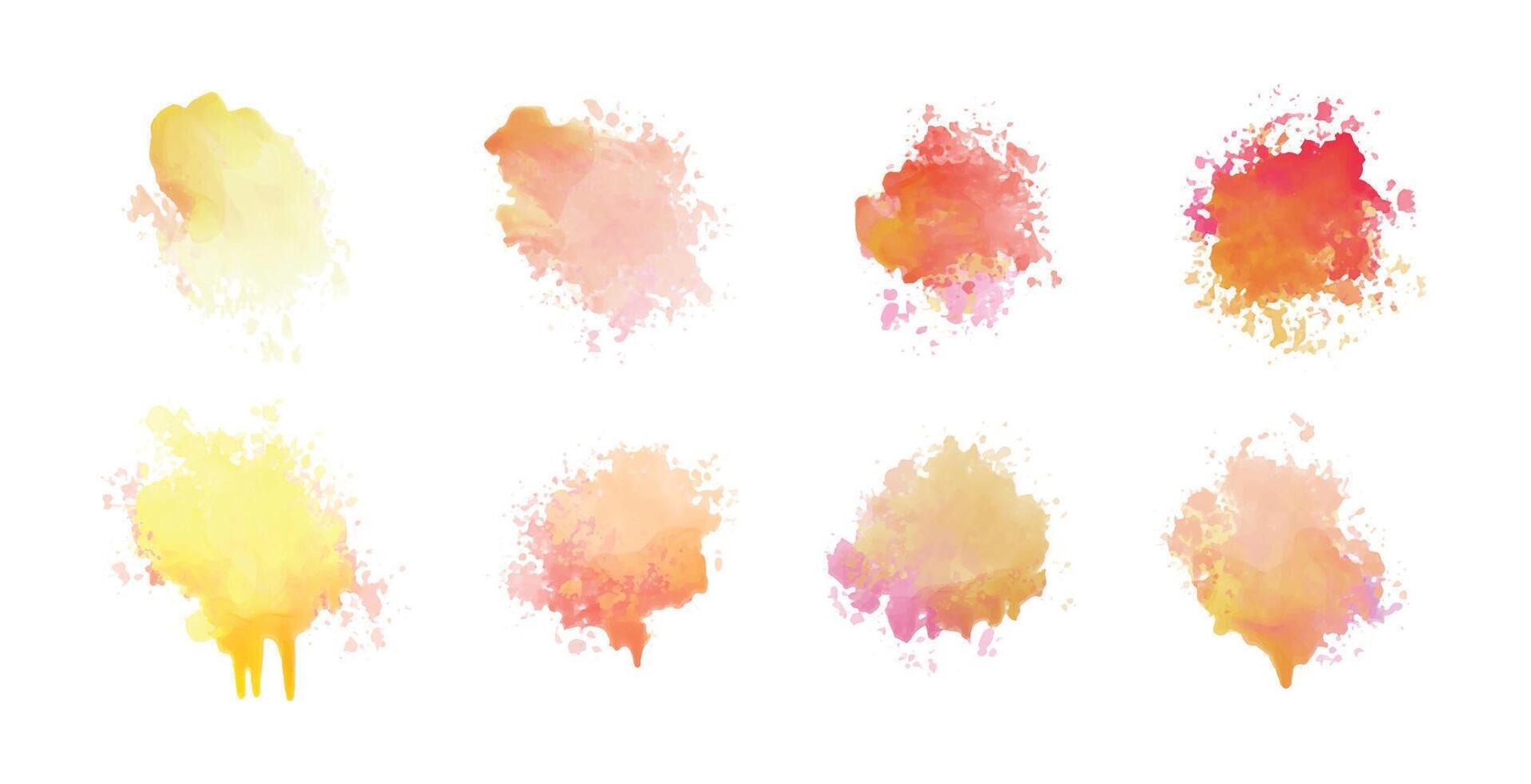 set of eight watercolor stain set design vector
