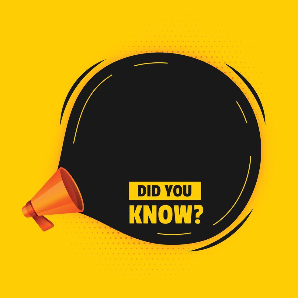 did you know background with megaphone and text space vector