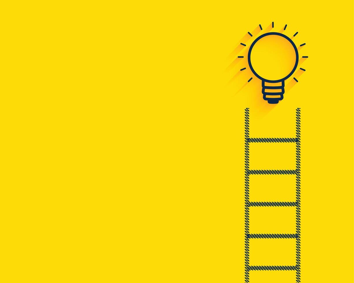 flat yellow background with ladder and light bulb innovative concept vector illustration
