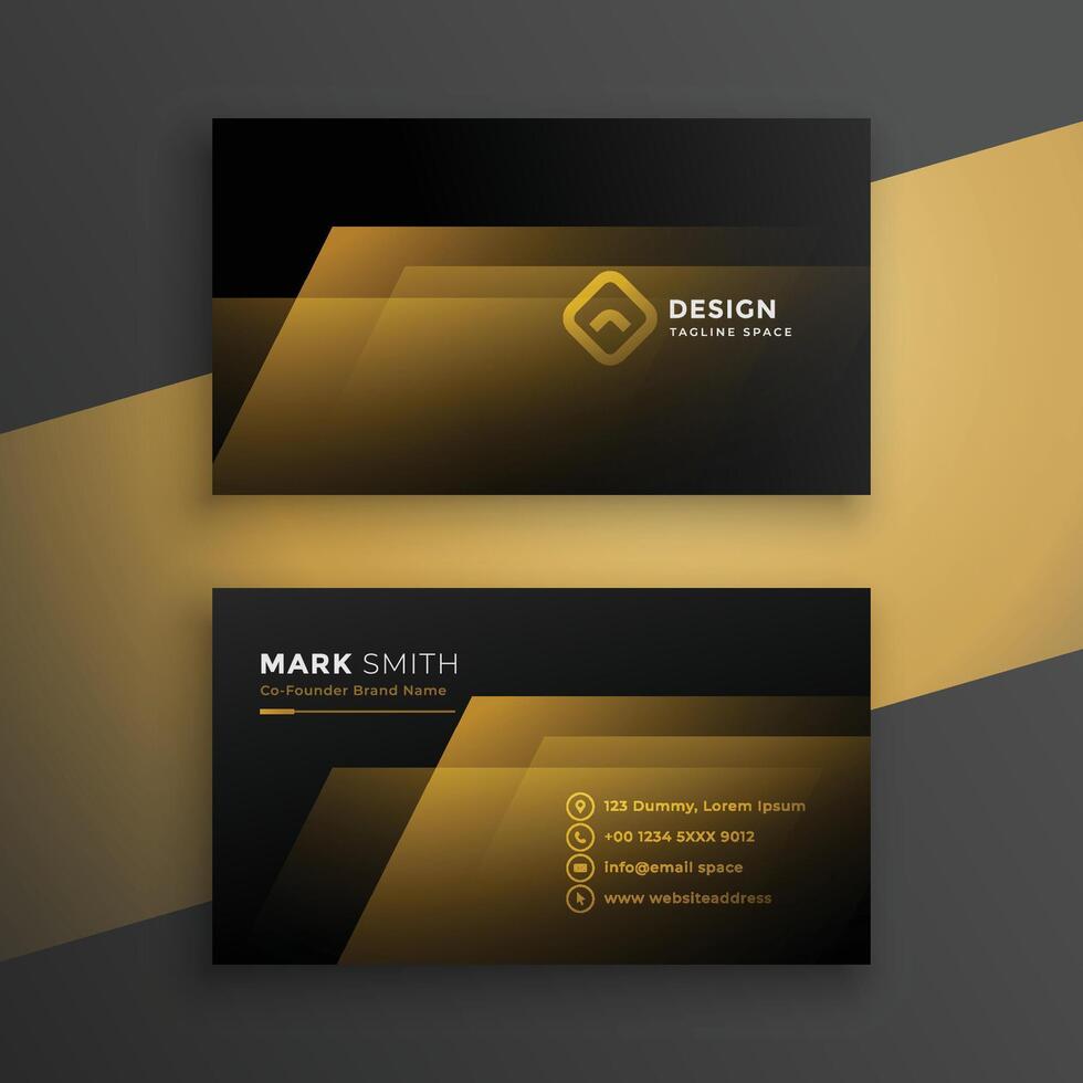 black and golden business card template design vector