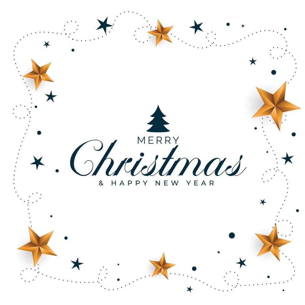 merry christmas background with golden stars design vector