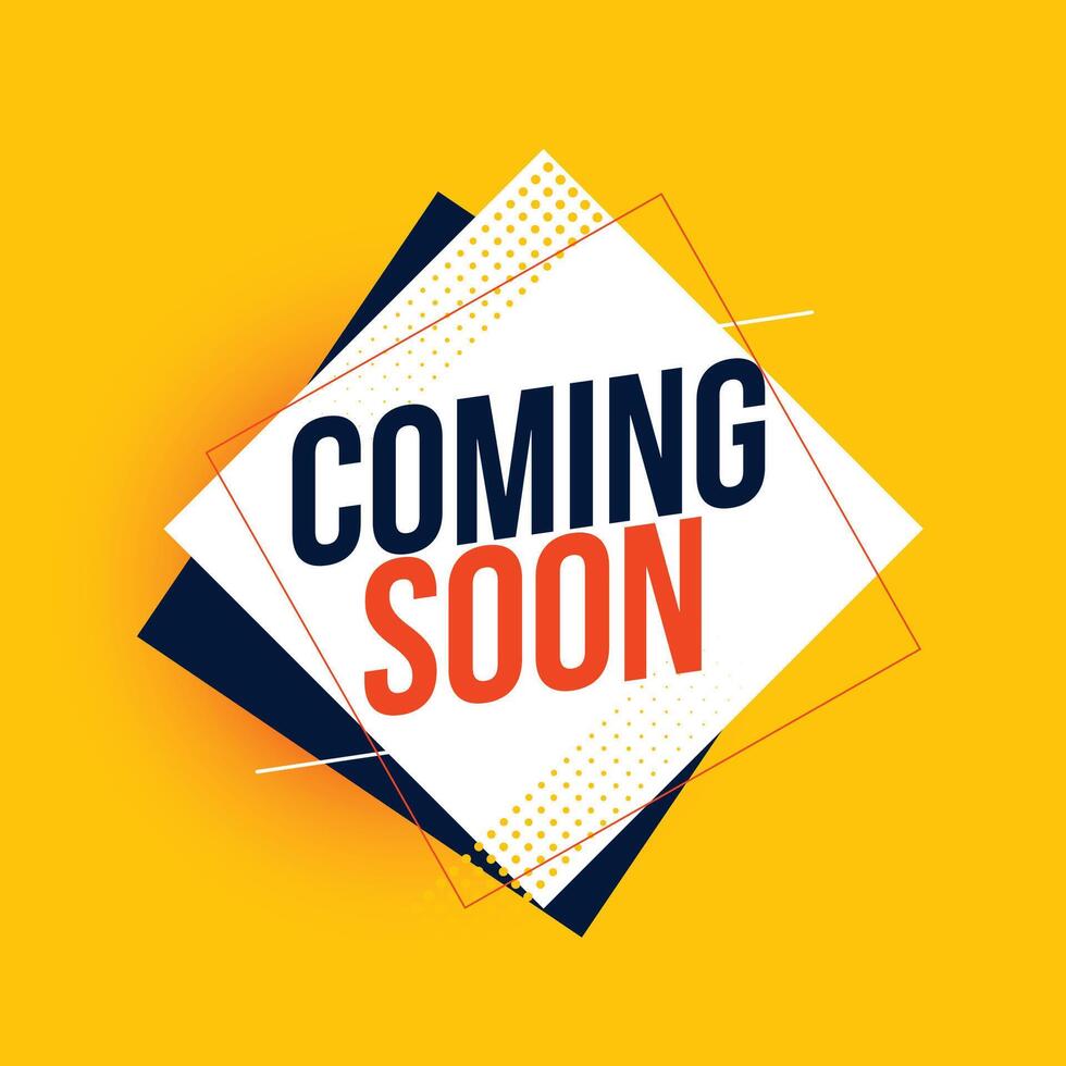 coming soon yellow background in geometric style vector