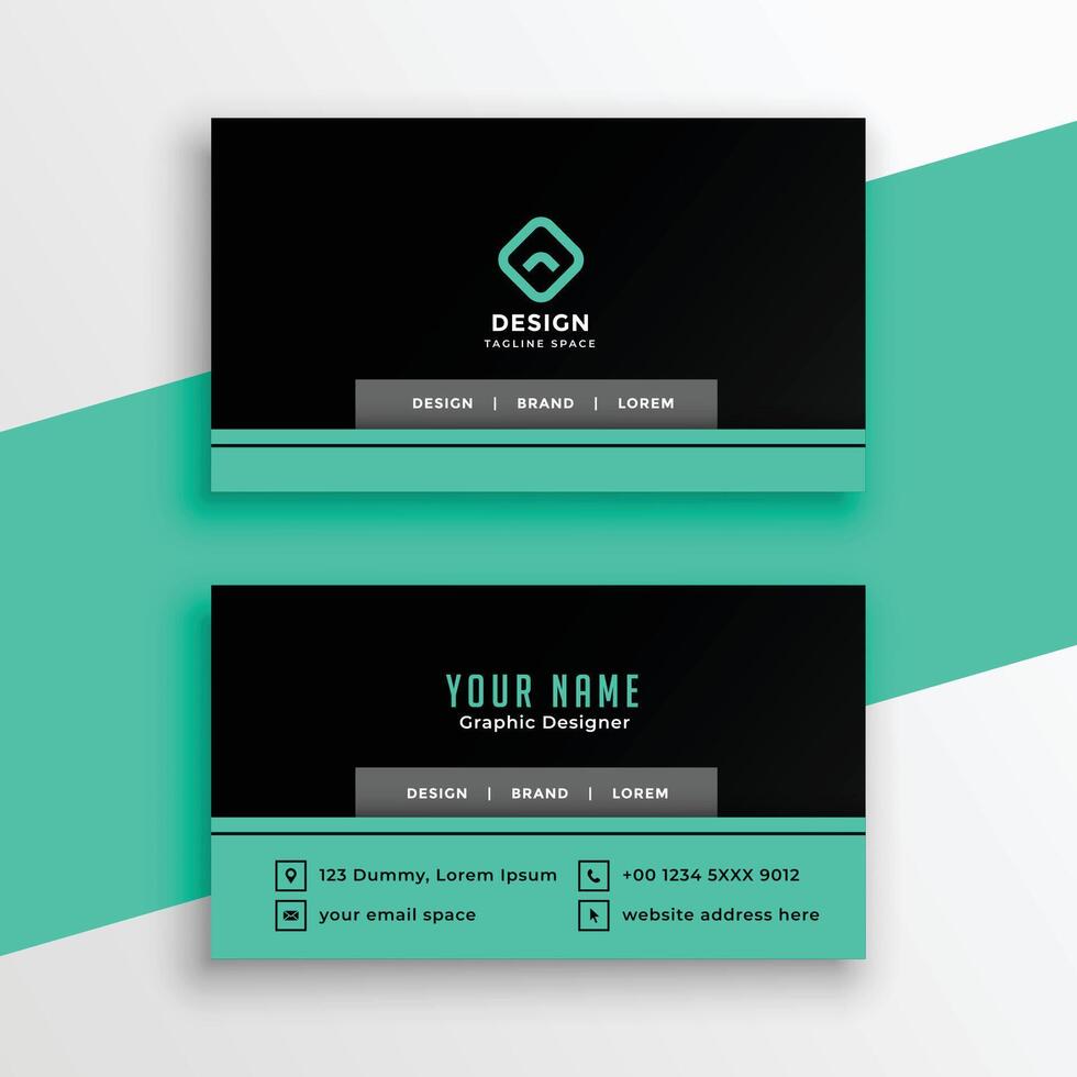 turquesa y negro profesional negocio tarjeta diseño modelo vector
