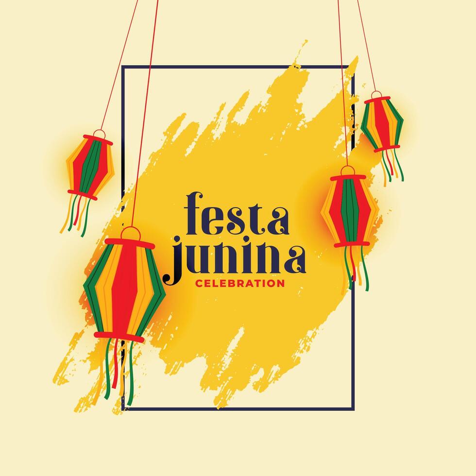 abstract style festa junina banner with hanging lanterns vector