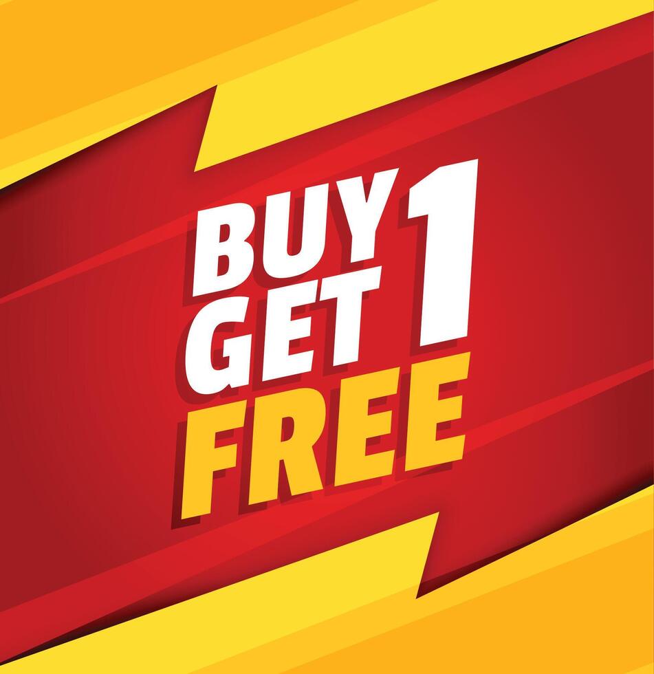 buy one get one free red and yellow sale background vector