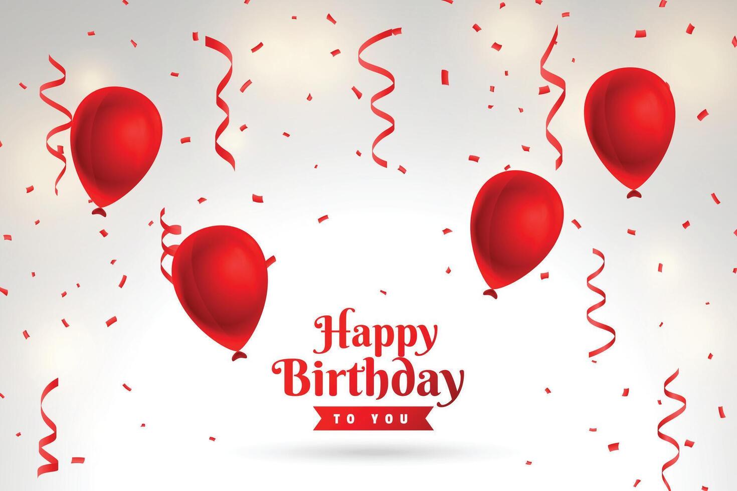 happy birthday red realistic greeting with confetti vector