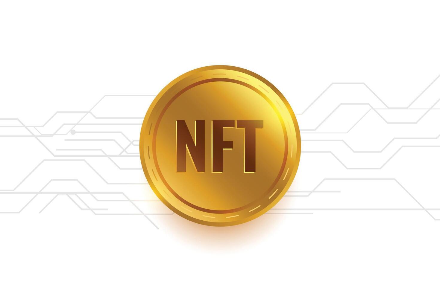 dorado nft moneda no fungible activo para virtual comercio vector