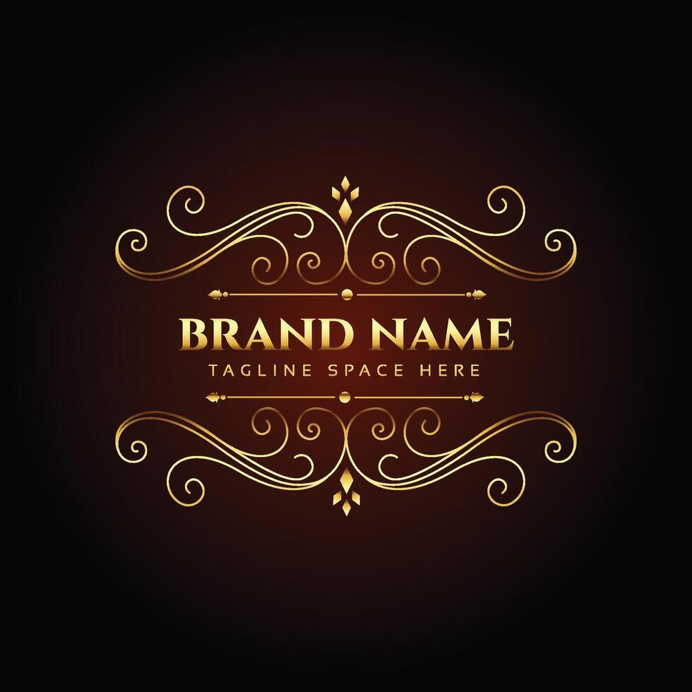 luxury brand name golden floral logo concept design vector
