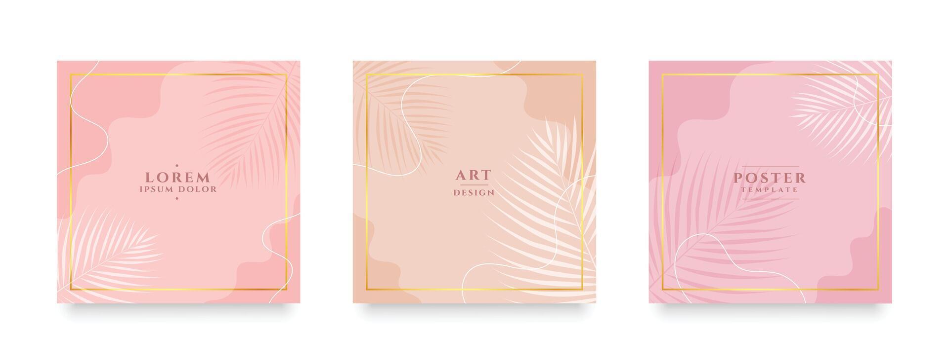abstract set of social media card banner in pastel colors vector