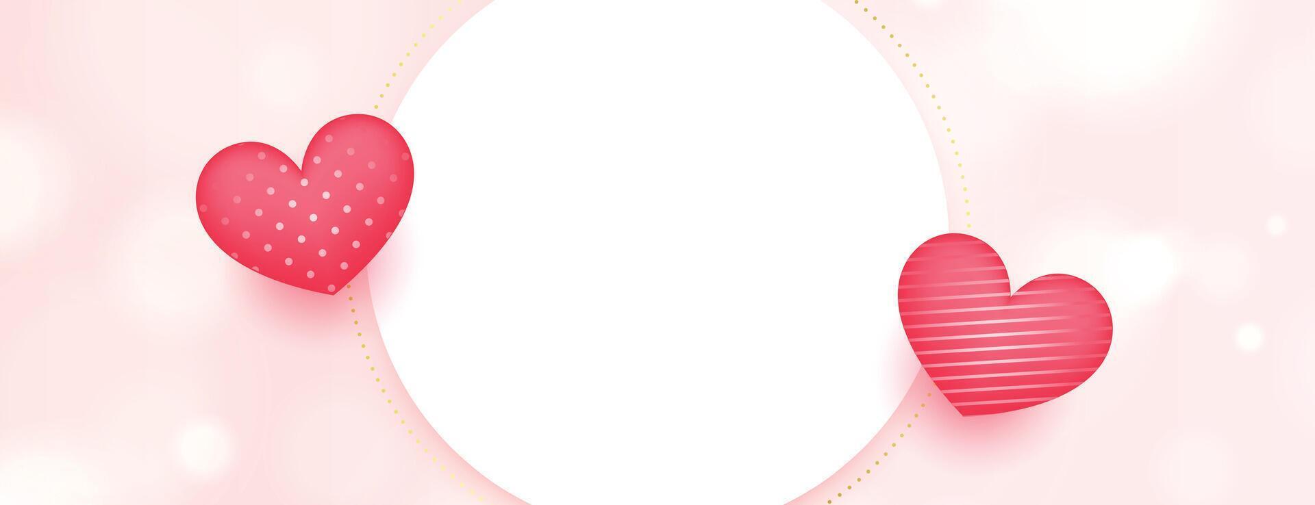 valentines day banner with two cute 3d love hearts vector