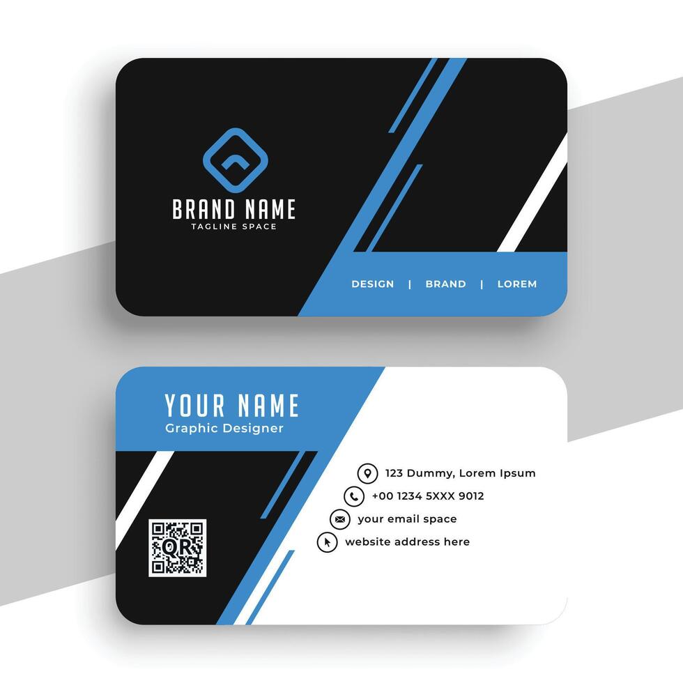 Corporate black and blue elegant business card template vector