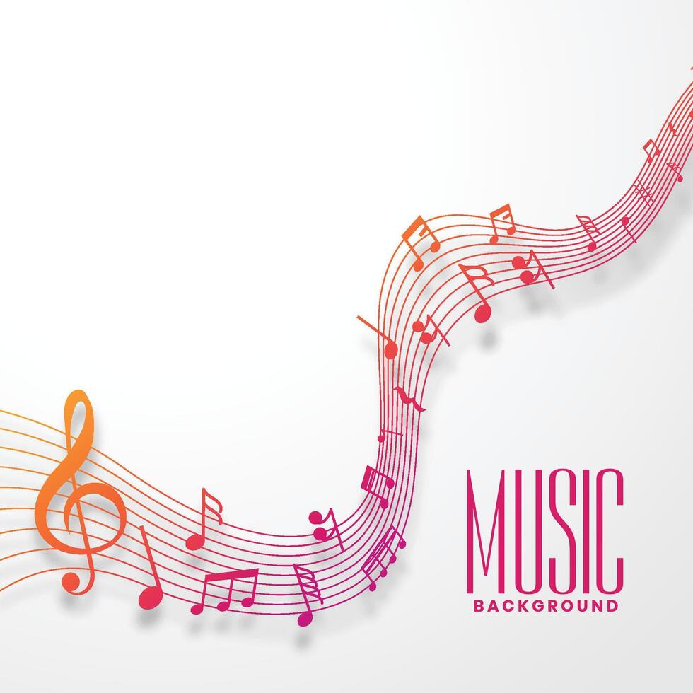 music notes line wave in colorful style design vector