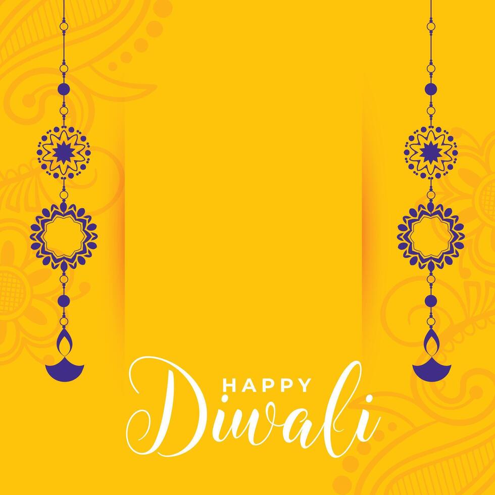 happy diwali poster with lantern in decorative style vector illustration