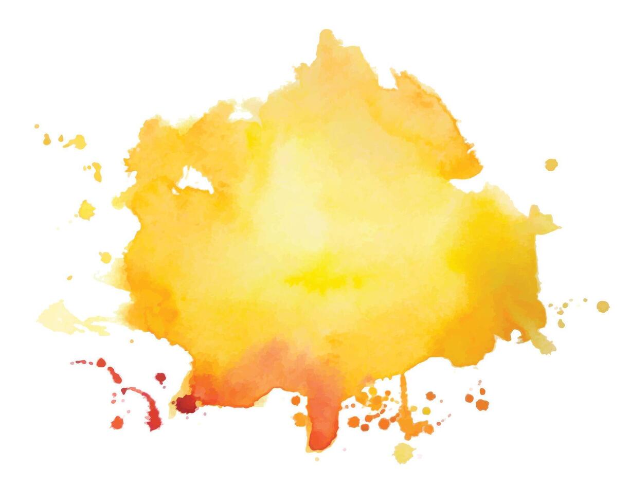 hand painted yellow watercolor stain abstract background vector