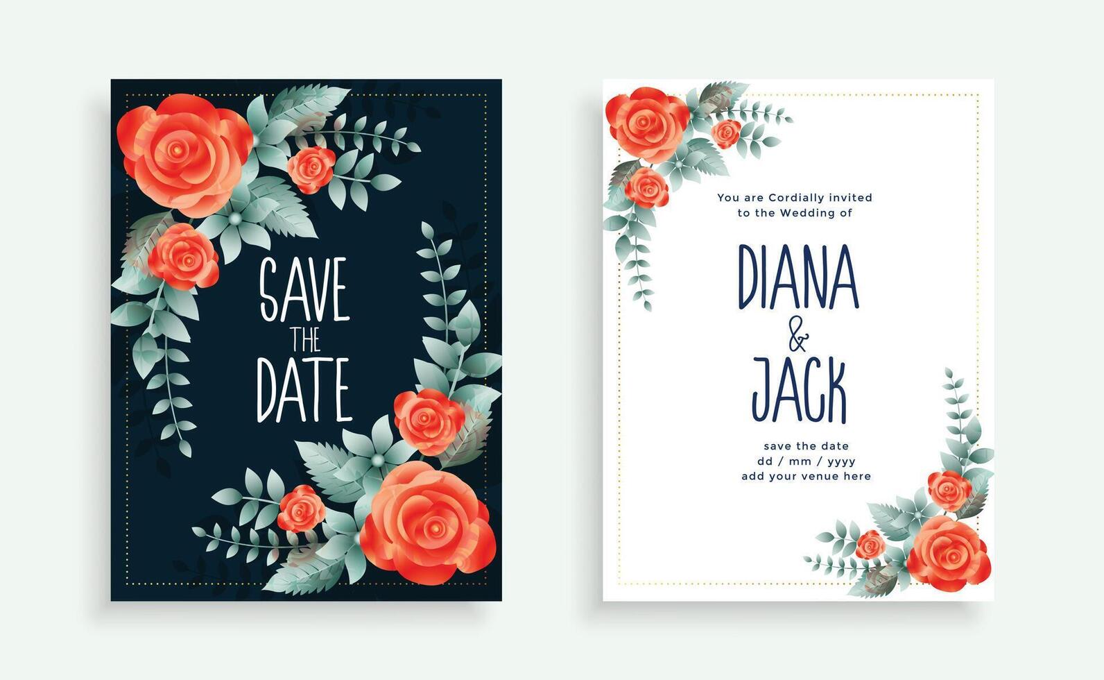 flower style wedding invitation card template design vector