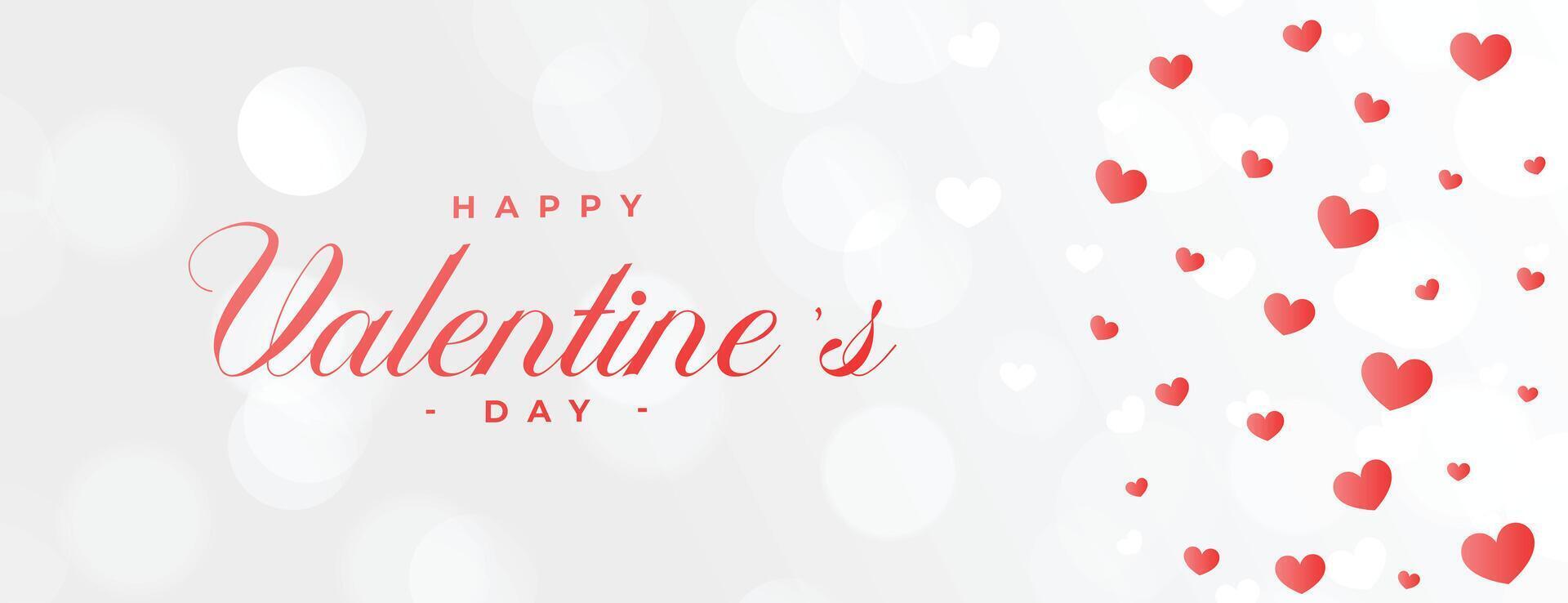 valentines day hearts pattern white banner design vector