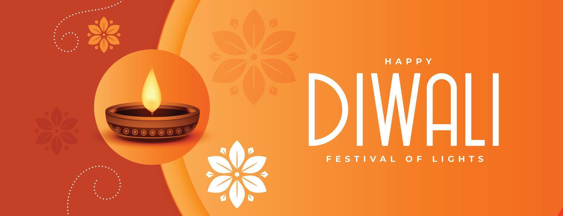 indian festival diwali banner with glowing diya design vector