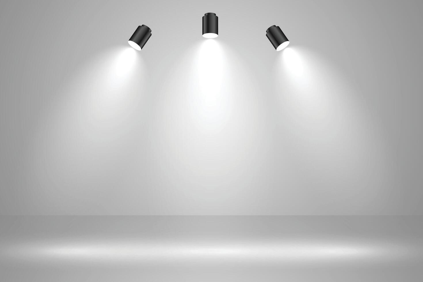 realistic studio lights empty background design vector