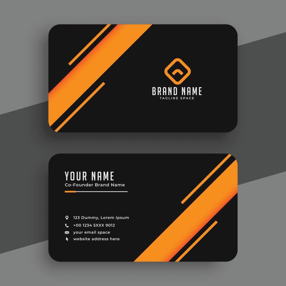 Corporate orange and black elegant business card template vector