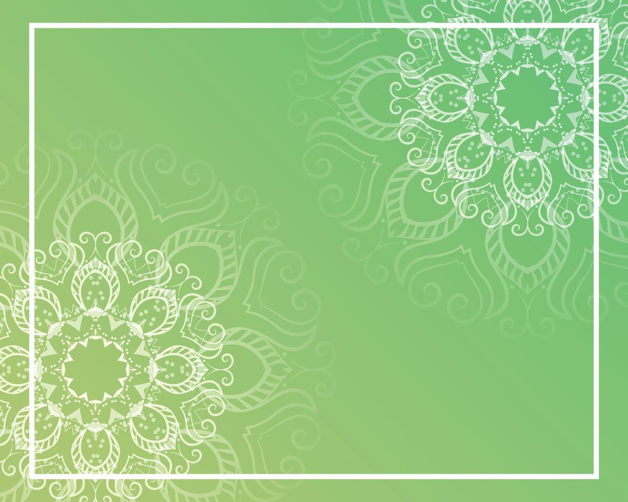 mandala decorative background with text space in green color vector