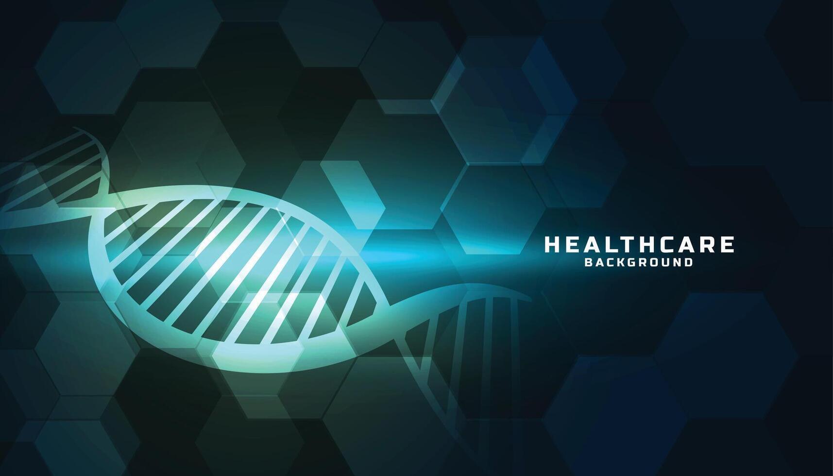 medical dna background with shiny hexagonal shapes vector