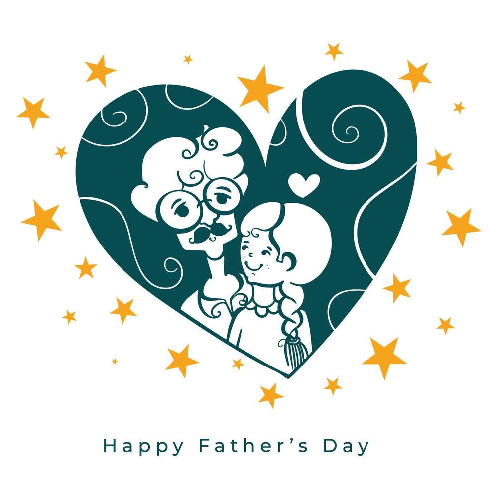 fathers day love background with dad and daughter vector