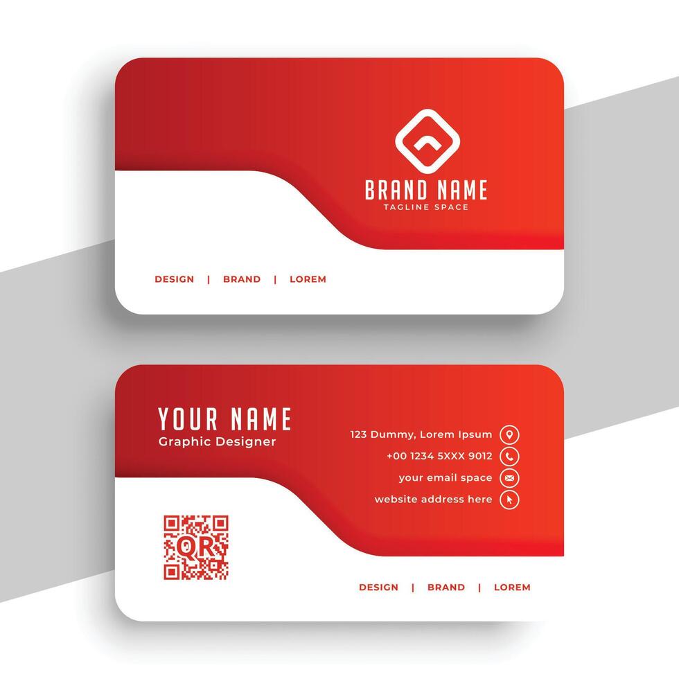 Abstract red and white business card template vector