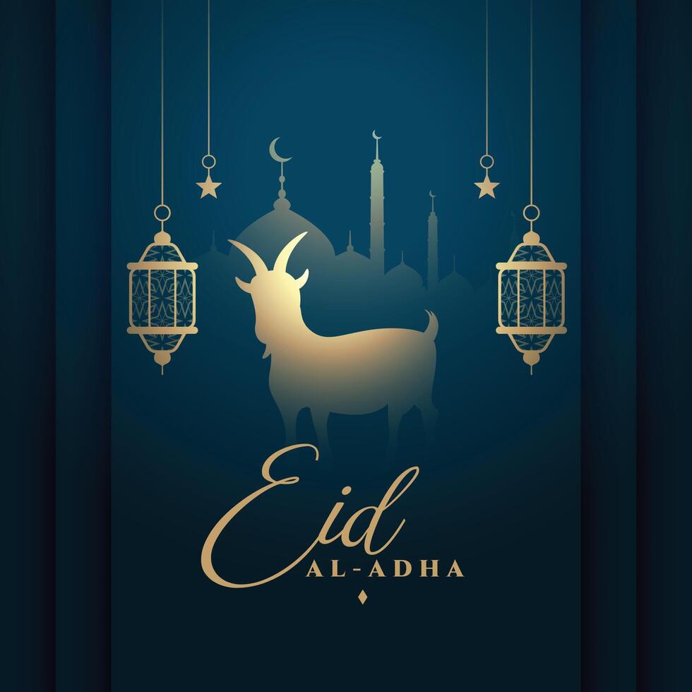 arabic eid al adha bakrid wishes greeting design vector