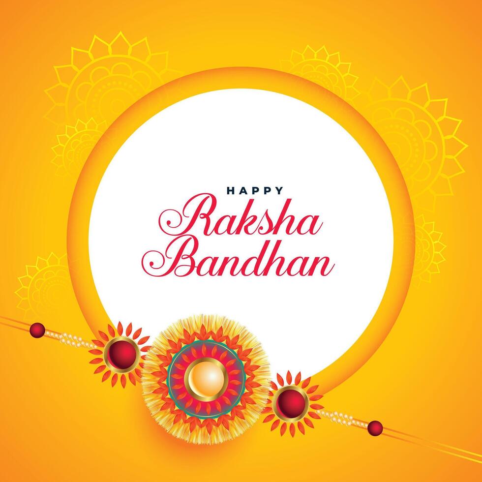 awesome raksha bandhan festival card with rakhi design vector