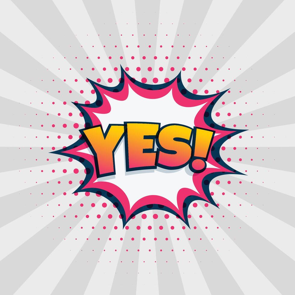 yes chat expression in comic style design vector