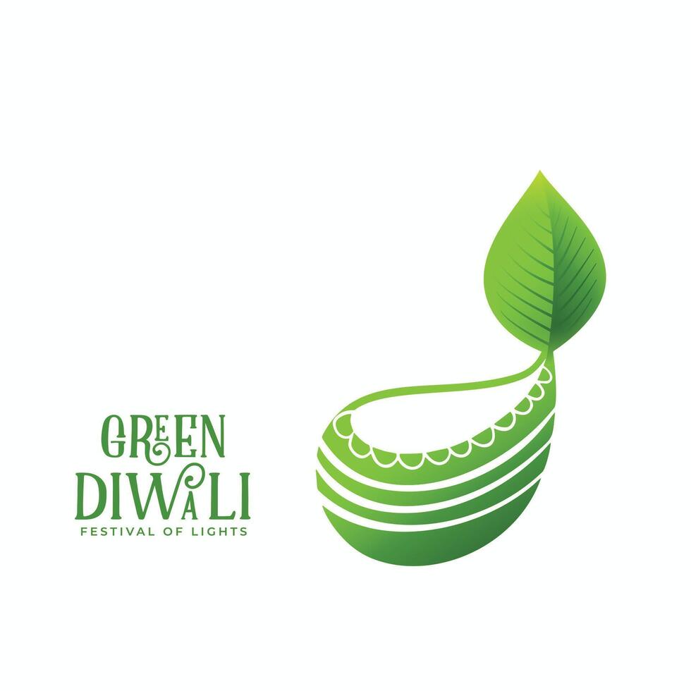 creativo verde eco diwali hoja diya concepto antecedentes vector