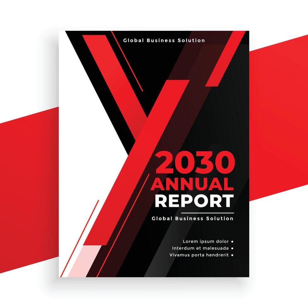 red black business annual report flyer modern design vector