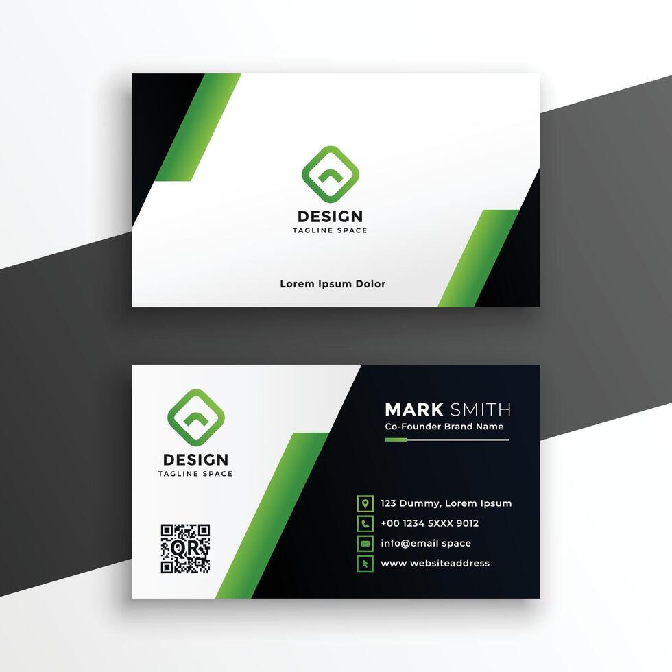 professional geometric green business card template design vector