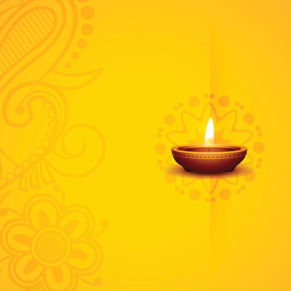 indian style deepavali poster with diya and text space vector illustration