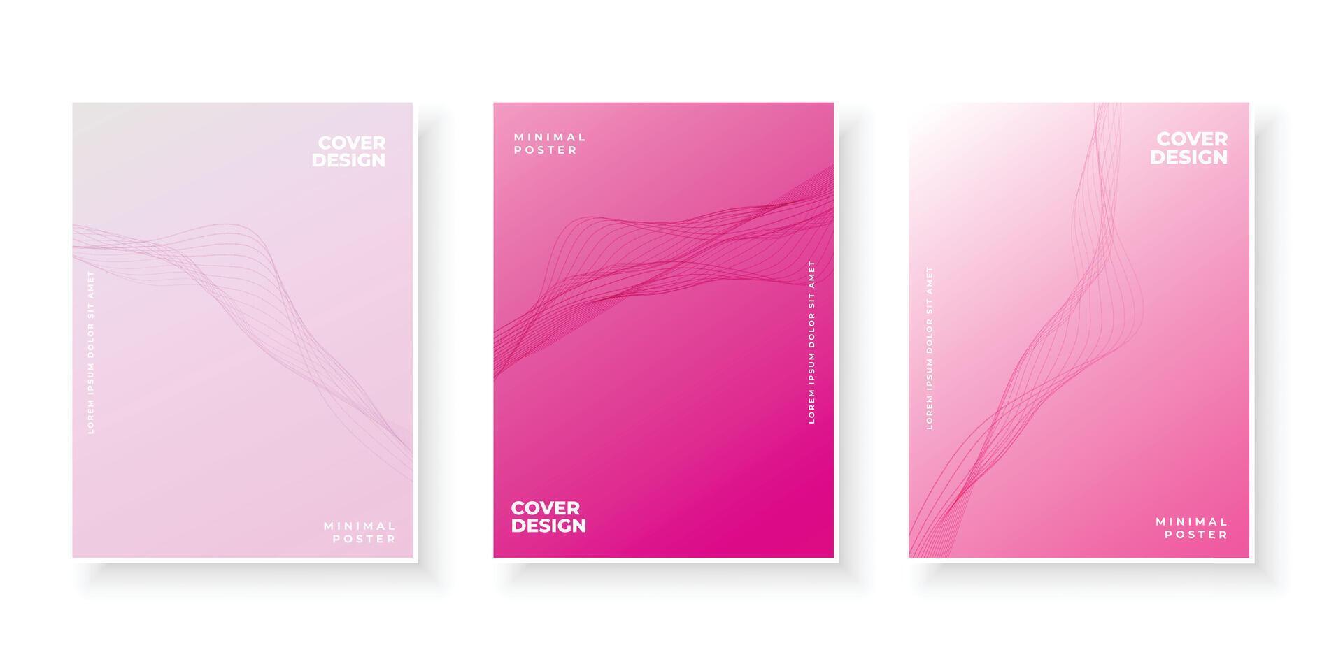 elegant pink gradient cover collection with wavy shapes vector